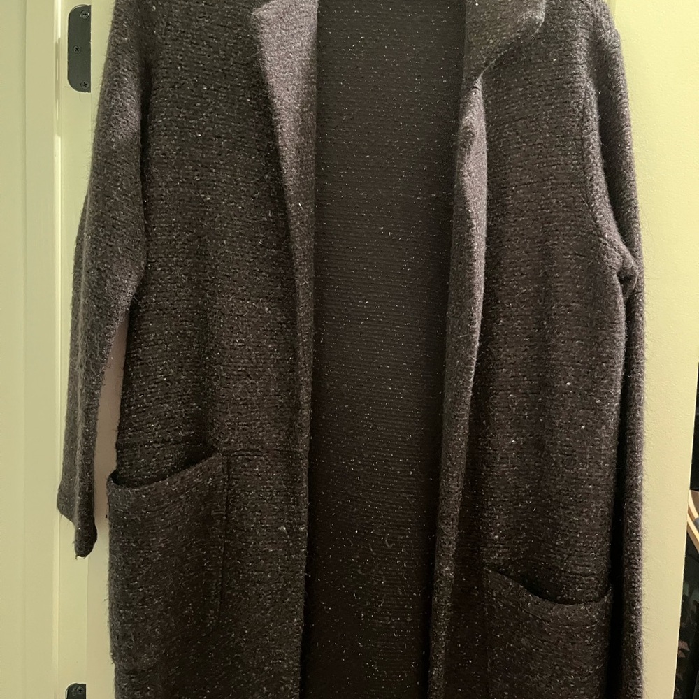 Women's Gray Open-Front Sweater